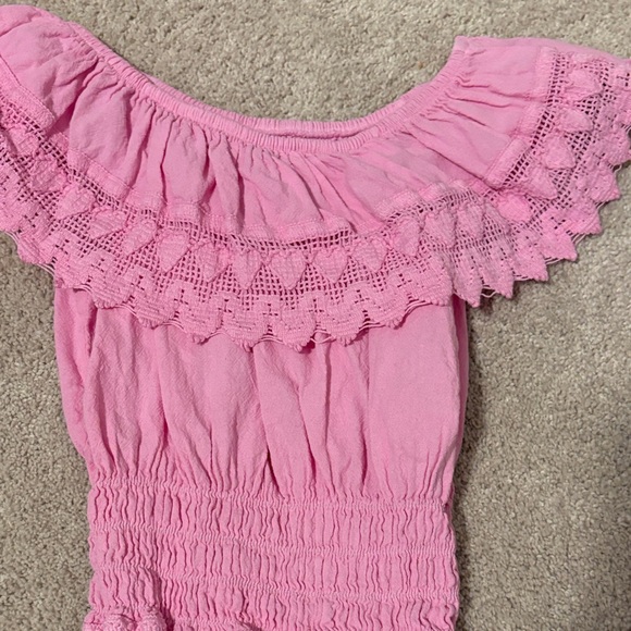 Pink Ruffled Kids Tank Top - Picture 2 of 4